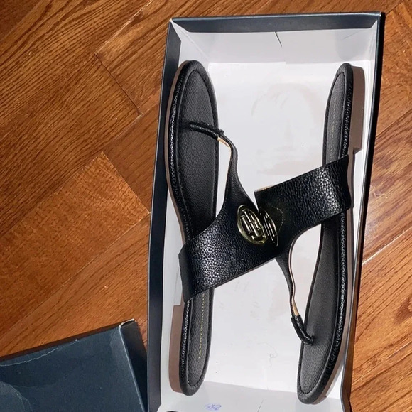 Tommy Hilfiger black thong logo slippers 9.5 - Picture 9 of 11